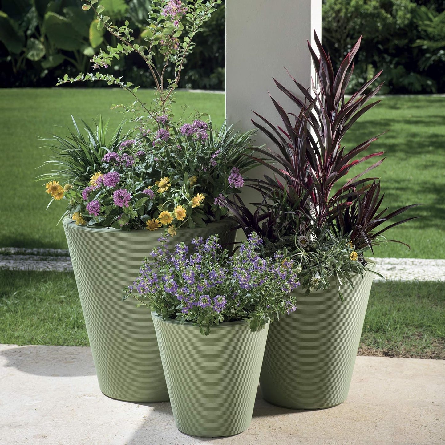 Crescent Garden Madison Planter– Weather-Resistant, Double Walled Indoor/Outdoor Plant Pot with Drain Hole – Durable All-Season Flower Container, 20" W (Mocha)