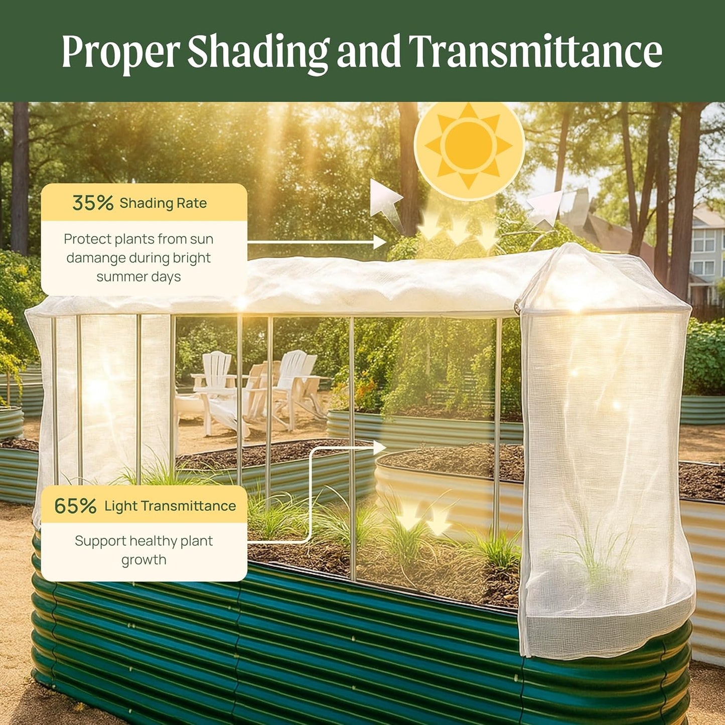 Vego garden Cover System for 3.5' x 6.5' (9 in 1) Garden Bed