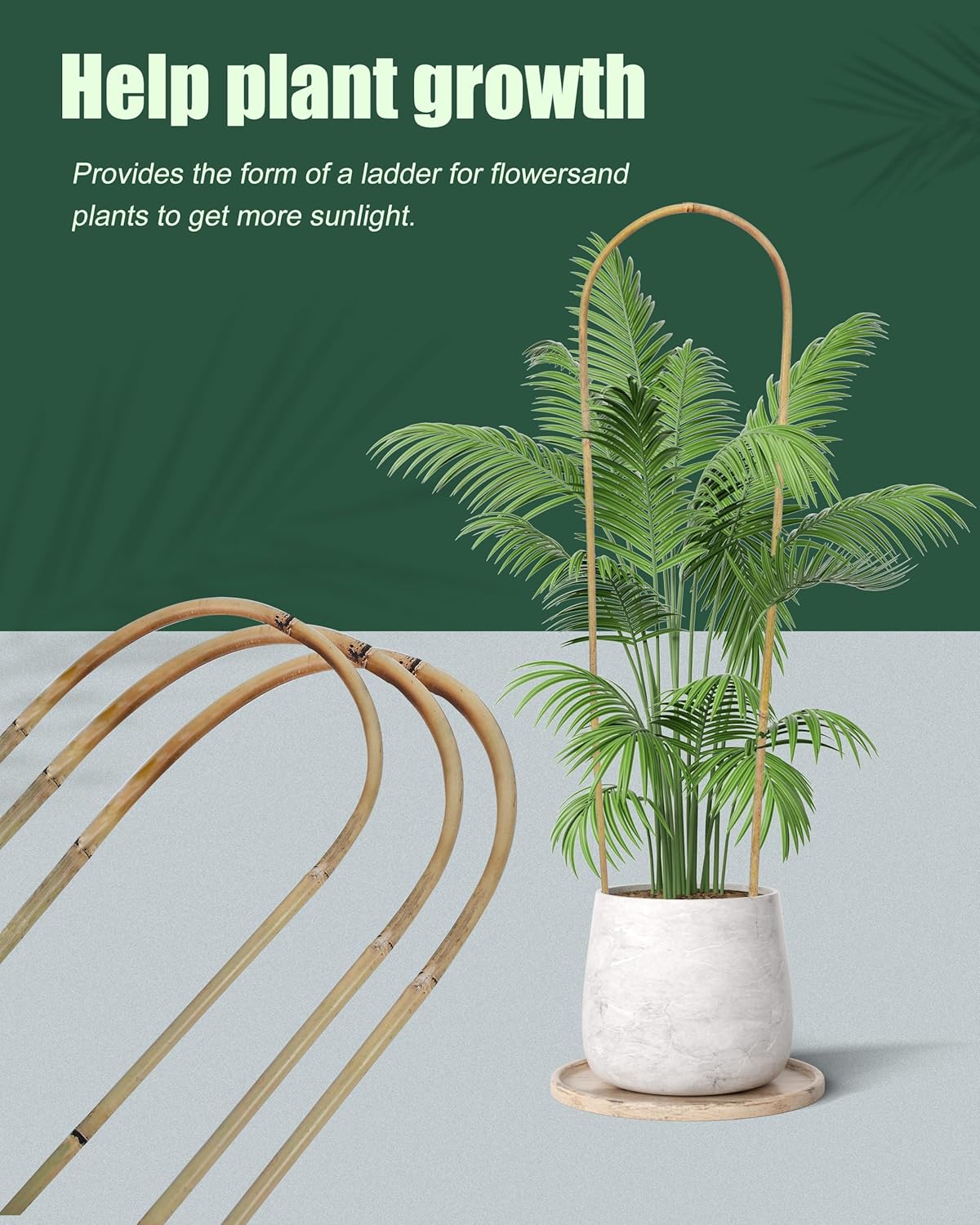 4ft Natural U-Hoops Bamboo Trellis U-Shaped Garden Trellis for Climbing Plants, Vines, Ivy, Flowers, and Potted Plants 3pcs