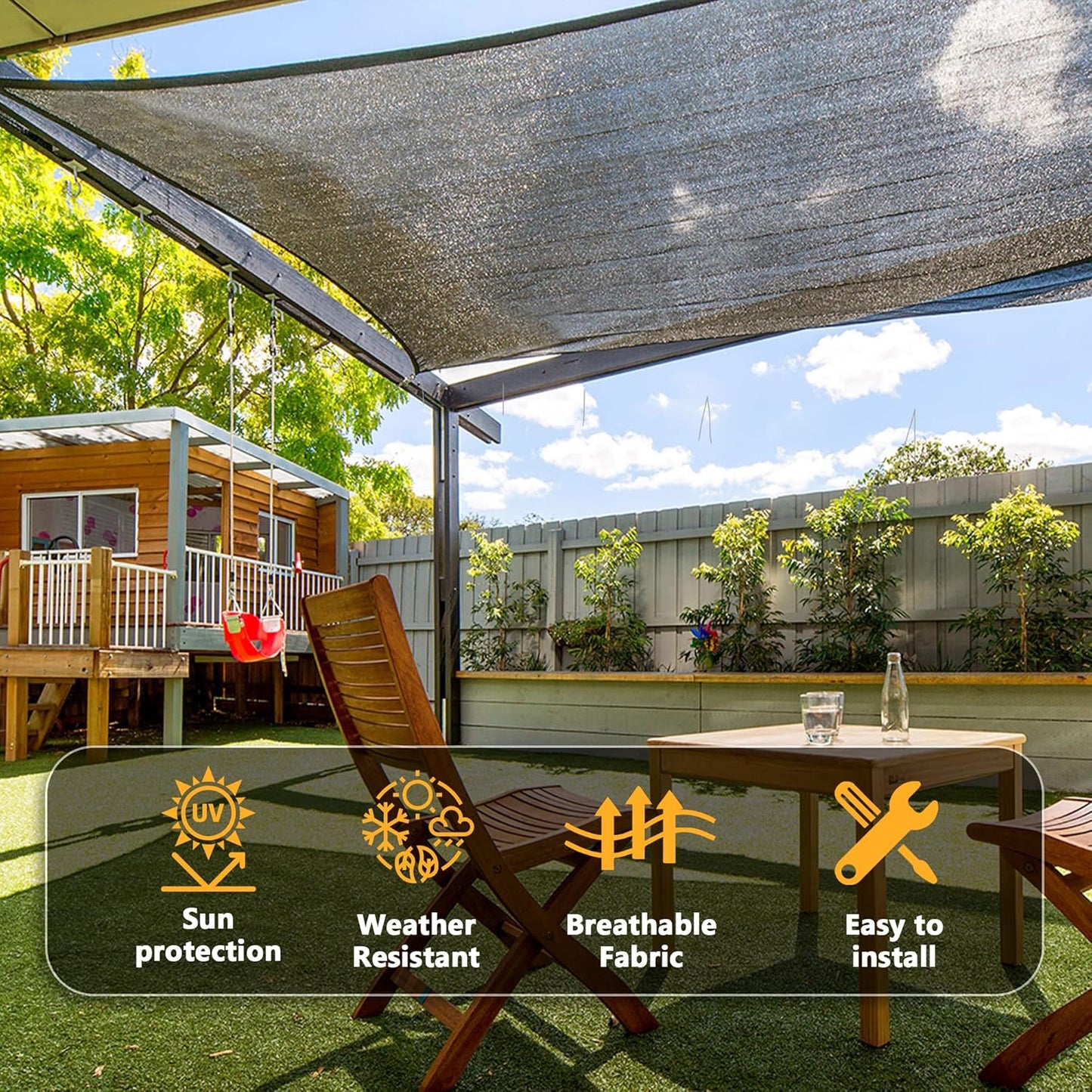 VICLLAX 90% Shade Cloth, 4x17FT Durable Black Mesh Trap with Every 3 FT Grommet, Sun Shade Fabric Netting for for Plants Cover, Greenhouse, Chicken Coop, Barn Kennel, Garden Patio