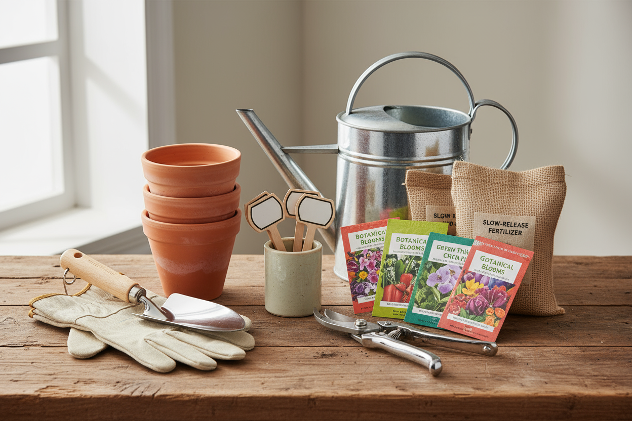 real photo of garden supplies